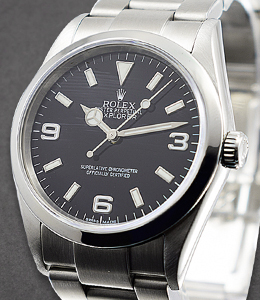 Explorer I 36mm in Steel with Smooth Bezel on Oyster Bracelet with Black Dial - Arabic Numerals at 3, 6, 9