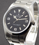 Explorer I 36mm in Steel with Smooth Bezel on Oyster Bracelet with Black Dial - Arabic Numerals at 3, 6, 9