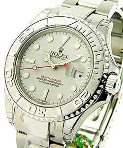 Yachtmaster 40mm in Steel with Platinum Bezel on Oyster Bracelet with Silver Dial