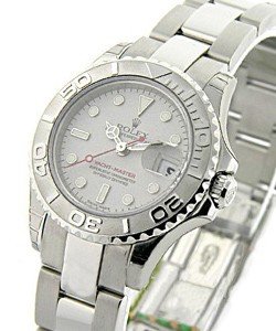 Yachtmaster 35mm in Steel with Platinum Bezel on Bracelet with Platinum Dial