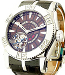 Easy Diver Tourbillon in Steel with White Gold Bezel on Black Alligator Leather Strap with Brown Dial