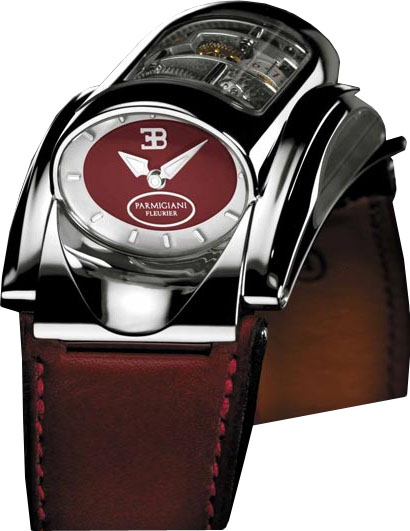 Bugatti Type 370 in White Gold on Red Leather Strap with Red Dial