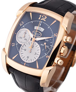 Kalagraph Chronograph in Rose Gold on Black Crocodile Leather Strap with Black Dial