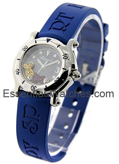 Happy Sport Beach Mid Size in Steel on Blue Rubber Strap with Blue Dial 27 8921 402