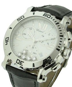 Happy Sport Mark 2 Chronograph in Stainless Steel  on Black Crocodile Leather Strap with White Dial