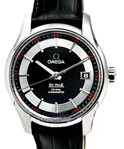De Ville Hour Vision in Steel on Black Crocodile Leather Strap with Black Dial