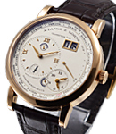 Lange 1 Timezone in Rose Gold On Brown Alligator Strap with Silver Dial