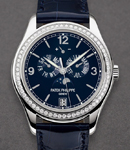 5147G Annual Calendar Moon Phase in White Gold with Diamond Bezel on Strap with Navy Blue Dial