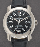 Malte Chronometer  White Gold on Strap with Black Dial