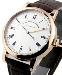Richard Lange in Rose Gold On Brown Alligator Strap with Silver Roman Dial