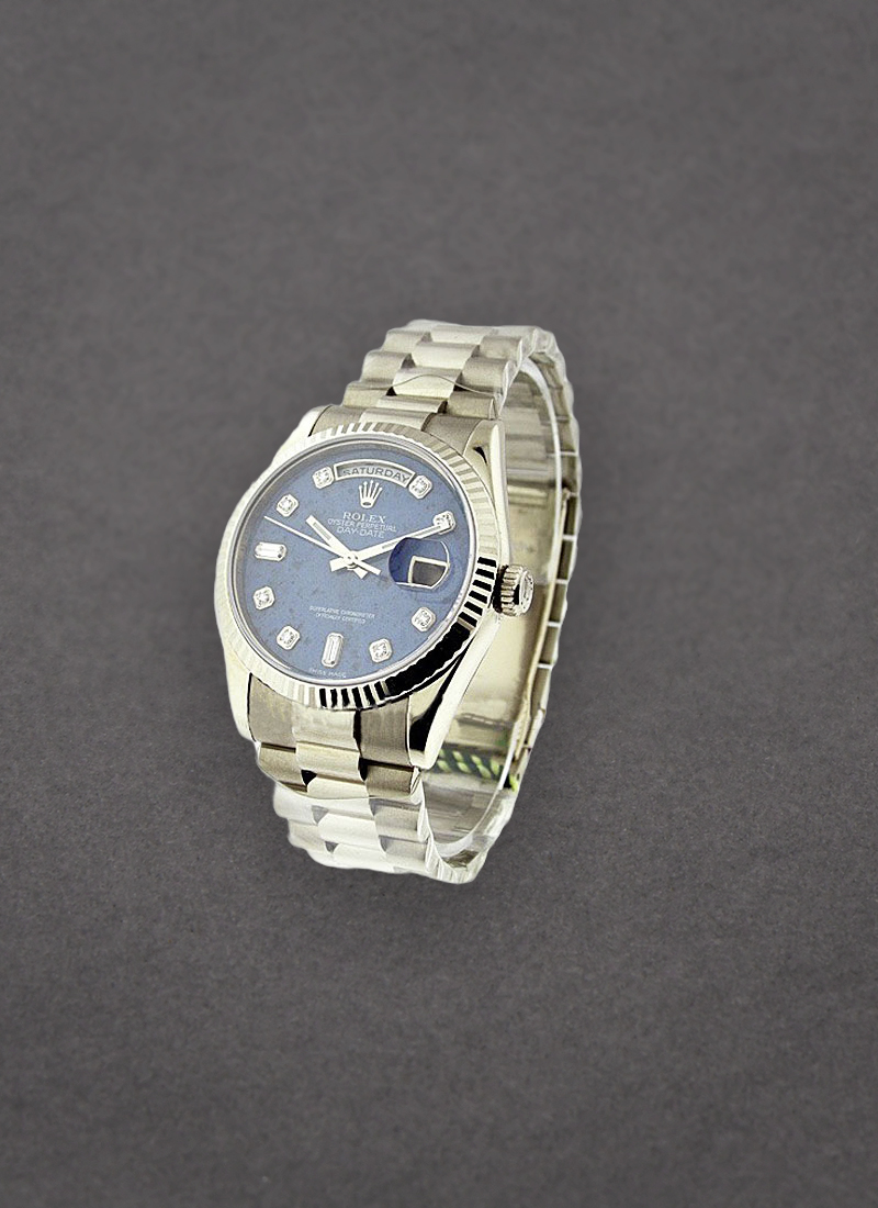 Rolex Unworn Men's President Day Date in White Gold with Fluted Bezel