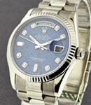 Men's President Day Date in White Gold with Fluted Bezel on President Bracelet with Blue Lapis Diamond Dial