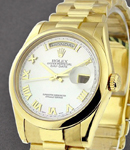 President - 36mm - Yellow Gold - Domed Bezel on President Bracelet with MOP Roman Dial