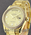 Day-Date - 36mm - Yellow Gold - Factory Diamond Bezel on Oyster Bracelet - Champagne Dial