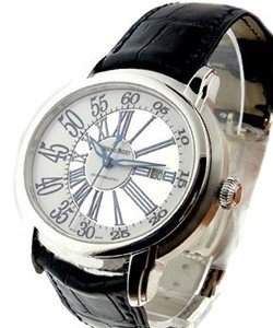 Men's Millenary - Large Size in White Gold on Black Alligator Leather Strap with White/Silver Dial