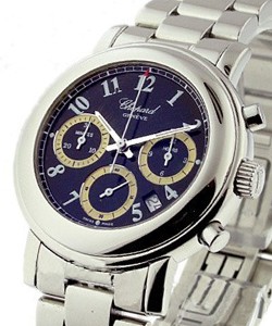 Mille Miglia Chronograph in Steel Steel on Bracelet with Black Dial