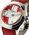 Bubble Swiss Flag in Steel on Red Leather Strap with Swiss Flag Dial