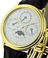 Perpetual Calendar Moonphase in Yellow Gold on Black Leather Strap with White Dial