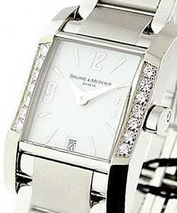 Diamant in Steel with Partial Diamond Bezel on Steel Bracelet with White Dial