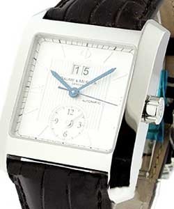 Hampton Classic Square  Dual Time in Steel Steel on Strap with Silver Dial