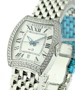 No. 3 in Steel with 2 Row Diamond Bezel on Steel Bracelet  with White Dial