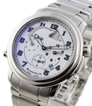 Leman Alarm GMT 40mm Automatic in Steel on Stainless Steel Bracelet with White Dial