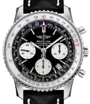 Navitimer 42mm Automatic in Steel on Black Calfskin Leather Strap with Black Dial
