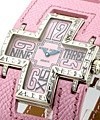Follow Me w/Baguette Diamond Bezel WG w/ Pink Dial and Diamonds on Lugs and Sides