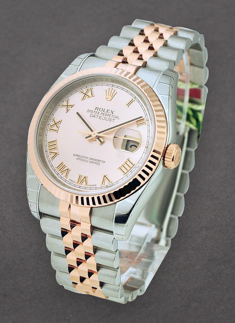 Rolex Unworn Datejust 36mm in Steel with Rose Gold Fluted Bezel