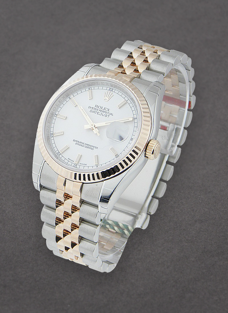 Rolex Unworn Datejust 36mm in Steel with Rose Gold Fluted Bezel