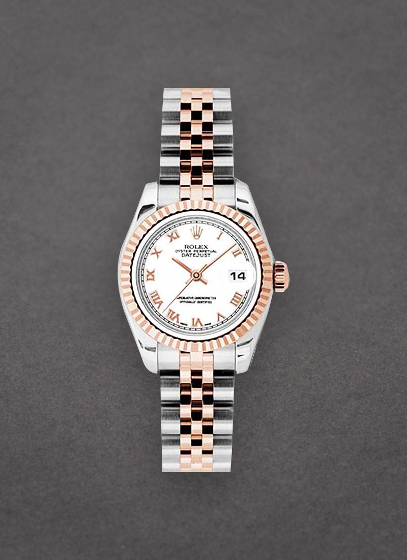 Rolex Unworn Ladies Datejust 26mm in Steel with Rose Gold Fluted Bezel