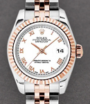 Ladies Datejust 26mm in Steel with Rose Gold Fluted Bezel on 2 Tone Jubilee Bracelet with White Roman Dial