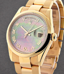 Presidential 36mm in Rose Gold with Smooth Bezel on Oyster Bracelet with Black MOP Roman Dial