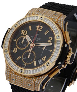 41mm Big Bang in Rose Gold with Baguette Bezel Rose Gold - Rubber Strap - Pave Diamond Case