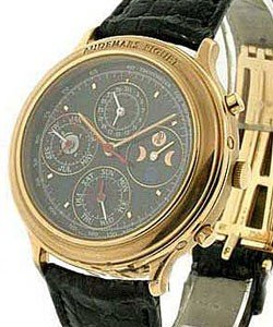 Perpetual Calendar Chronograph in Rose Gold on Black Leather Strap with Black Dial