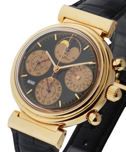 Da Vinci Perpetual Chrono in Rose Gold on Strap with Very Rare Black Dial
