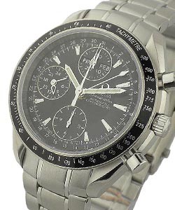 Speedmaster Day Date 39mm in Steel on Steel Bracelet with Black Dial
