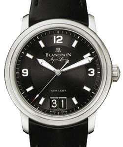 Leman Aqua Lung Grand Date 40mm Automatic in Steel on Black Leather Strap with Black Dial