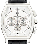 Malte Tonneau Chronograph in White Gold on Black Crocodile Leather Strap with Silver Dial