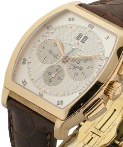 Malte Tonneau Chronograph  Rose Gold on Strap with Silver Dial