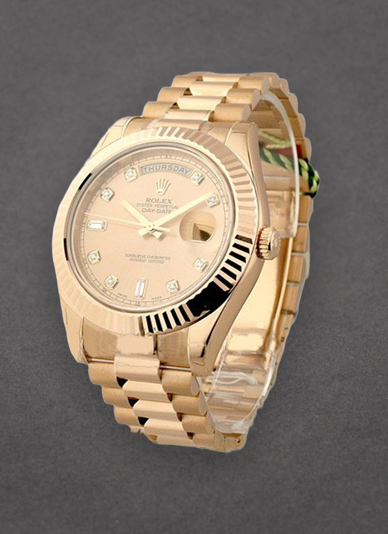 Rolex Unworn Day-Date II President in Rose Gold with Fluted Bezel