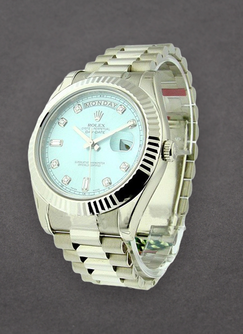 Rolex Unworn Men's Day Date II President in White Gold in Fluted Bezel