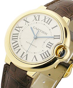 Ballon Bleu in Yellow Gold  on Leather Strap with White Roman Dial