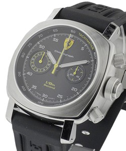 FER 025 - 1/8th Second in Polished Steel with Brushed Bezel on Black Rubber Strap with Black Dial