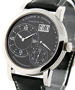 Lange 1 38.5mm Mechanical in White Gold on Black Leather Strap with Black Dial