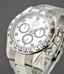 40mm Daytona in White Gold with Tachymeter Bezel on Oyster Bracelet with Silver Arabic Dial