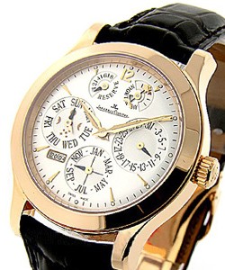 Master Eight Days Perpetual in Rose Gold on Black Alligator Leather Strap with Silver Dial