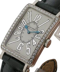 Much More Lady's with Diamond Bezel White Gold on Strap with Silver Dial