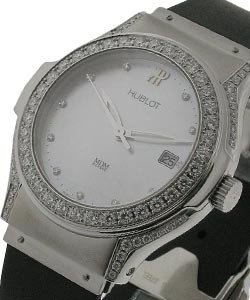 Elegant Series - Large Size with Diamond Bezel  Steel on Rubber with MOP Diamond Dial