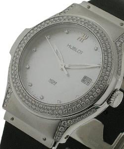 Elegant Series - Large Size with Diamond Bezel  Steel on Rubber with MOP Diamond Dial